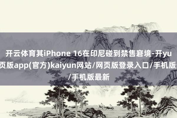 开云体育其iPhone 16在印尼碰到禁售窘境-开yun网页版app(官方)kaiyun网站/网页版登录入口/手机版最新